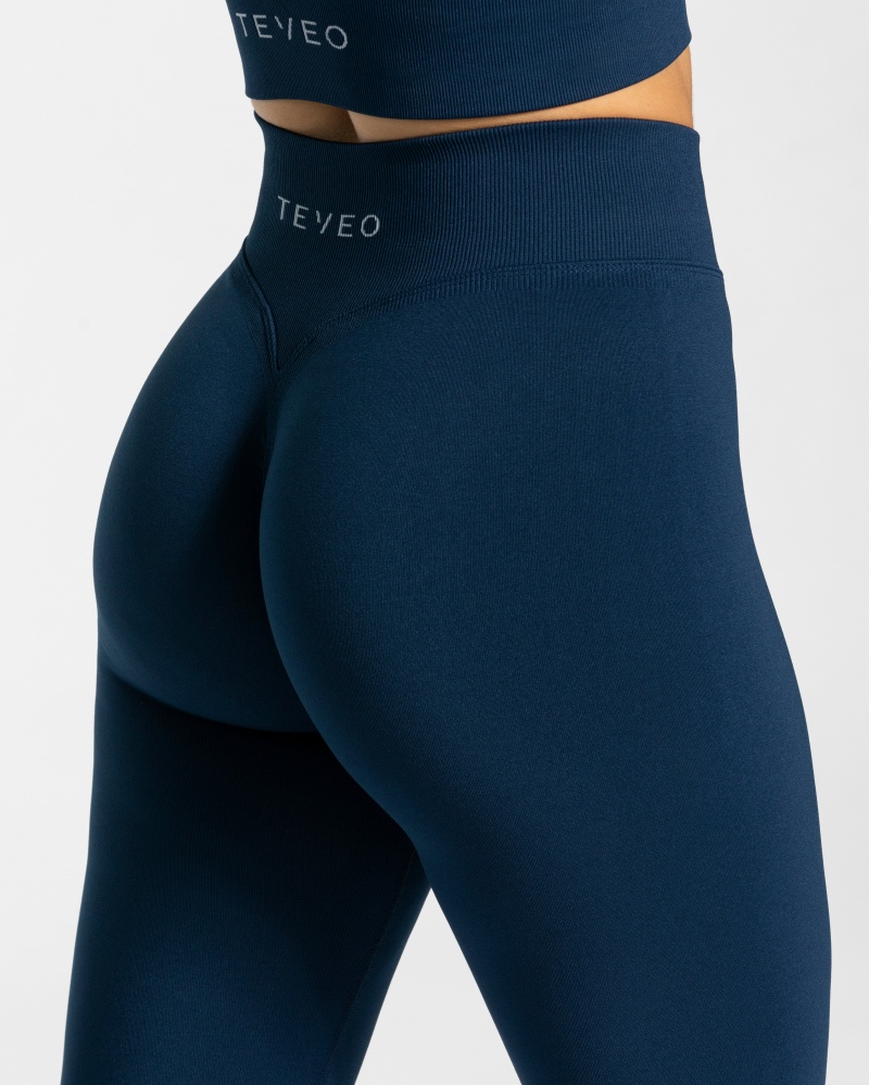 Leggings Teveo Statement Scrunch Femme Bleu Foncé | 6249-WZKQE