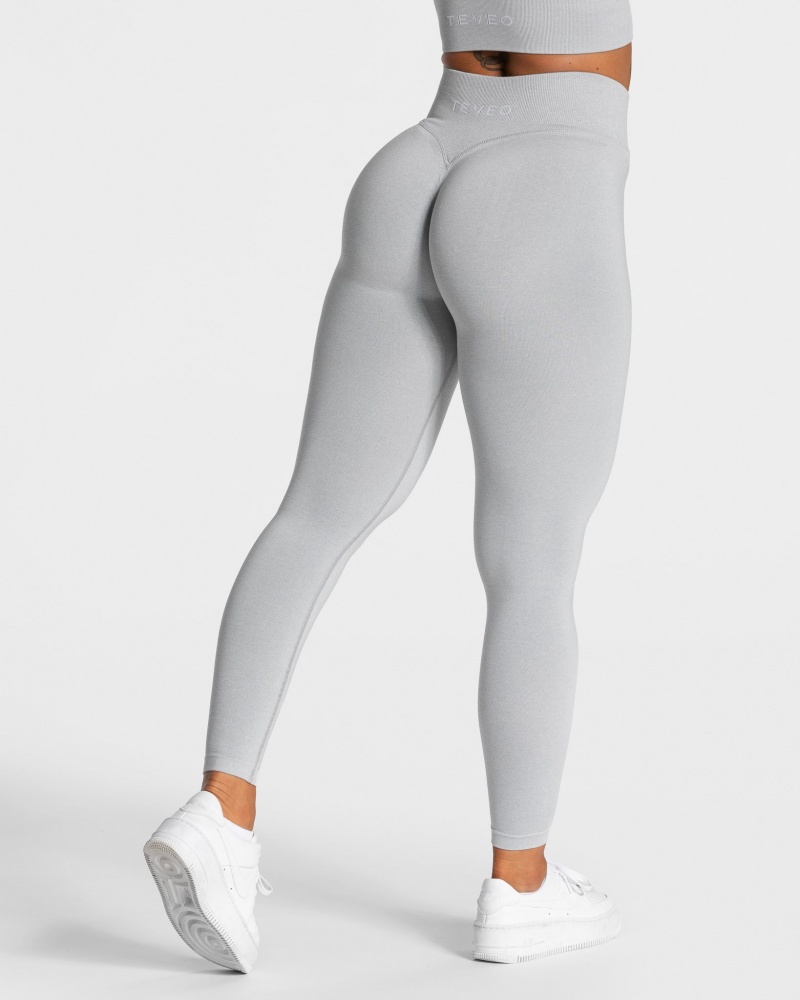 Leggings Teveo Statement Scrunch Femme Grise Clair | 5071-BWKPN