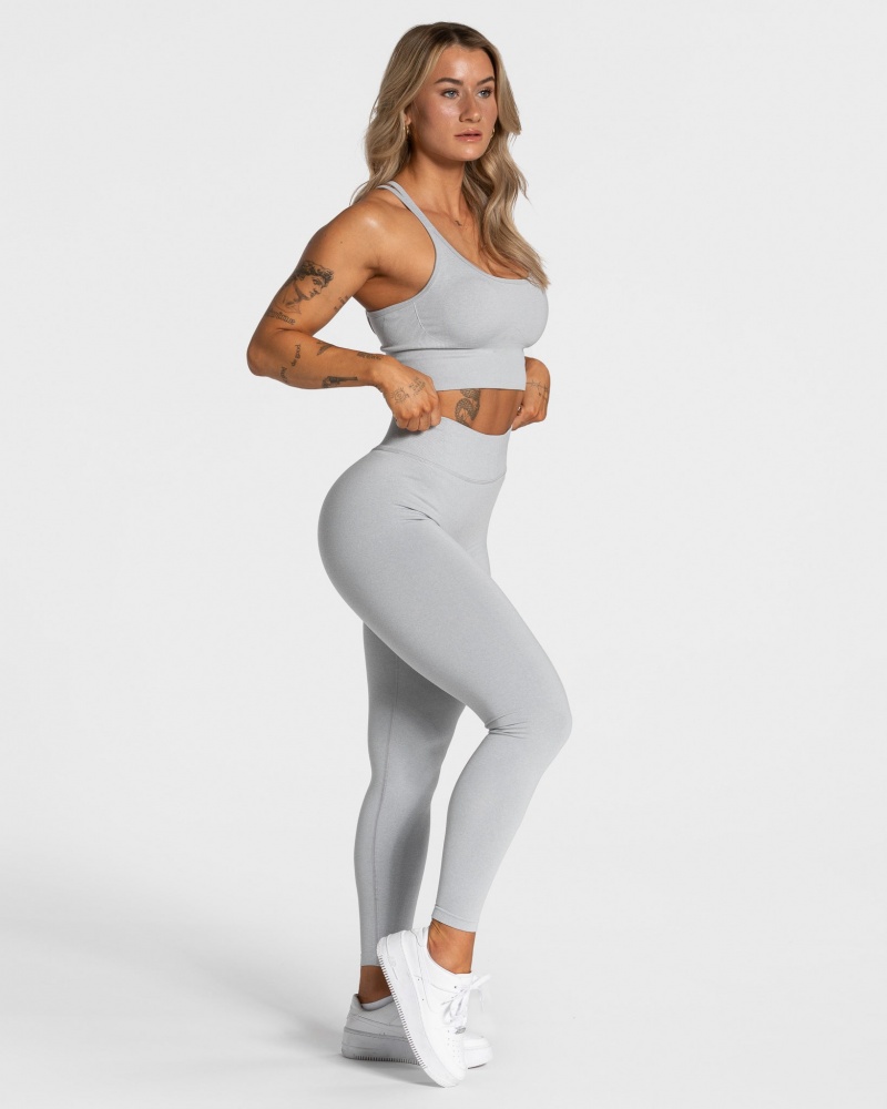 Leggings Teveo Statement Scrunch Femme Grise Clair | 5071-BWKPN