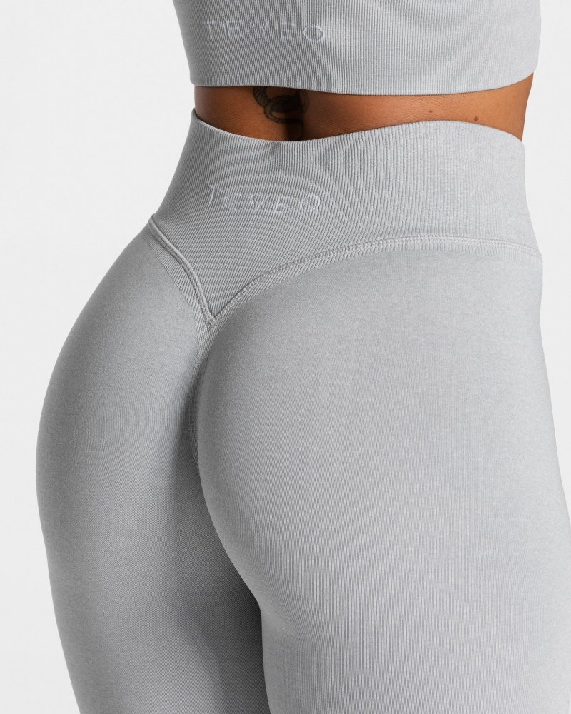 Leggings Teveo Statement Scrunch Femme Grise Clair | 5071-BWKPN