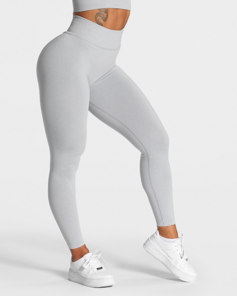 Leggings Teveo Statement Scrunch Femme Grise Clair | 5071-BWKPN