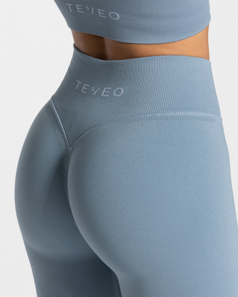 Leggings Teveo Statement Scrunch Femme Grise Bleu | 3561-DOAWY