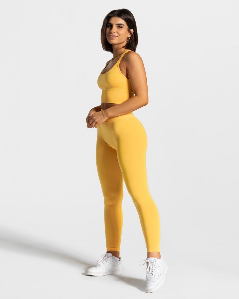 Leggings Teveo Statement Scrunch Femme Jaune | 9562-KOGZL