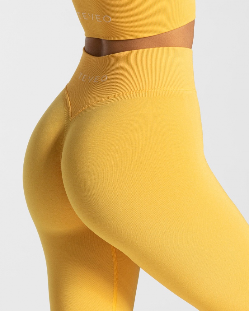 Leggings Teveo Statement Scrunch Femme Jaune | 9562-KOGZL