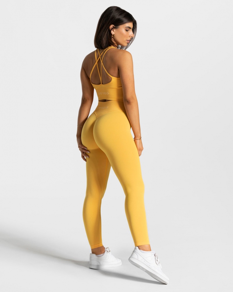 Leggings Teveo Statement Scrunch Femme Jaune | 9562-KOGZL