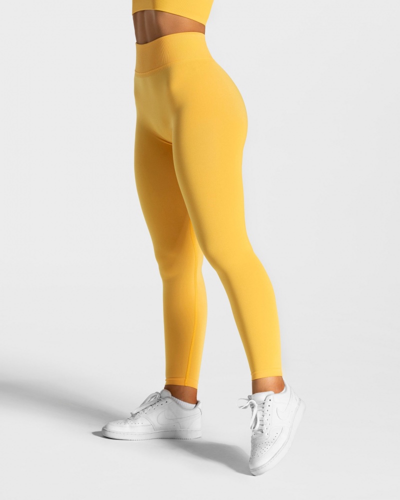 Leggings Teveo Statement Scrunch Femme Jaune | 9562-KOGZL