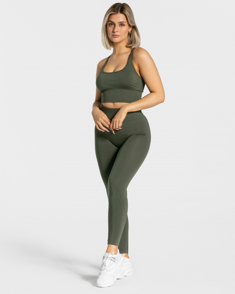 Leggings Teveo Statement Scrunch Femme Kaki | 2387-UTIHQ