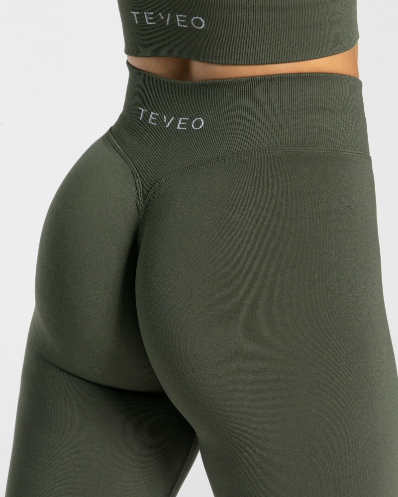 Leggings Teveo Statement Scrunch Femme Kaki | 2387-UTIHQ