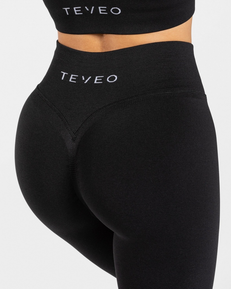 Leggings Teveo Statement Scrunch Femme Noir | 5387-NBIKY