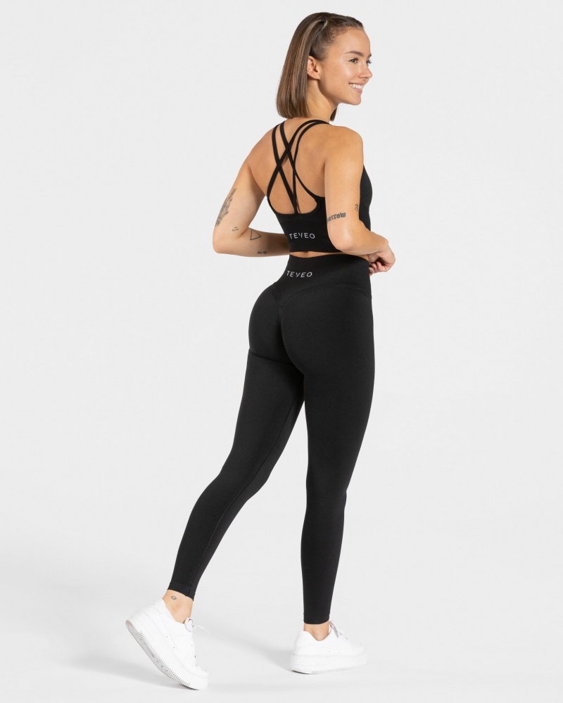 Leggings Teveo Statement Scrunch Femme Noir | 5387-NBIKY