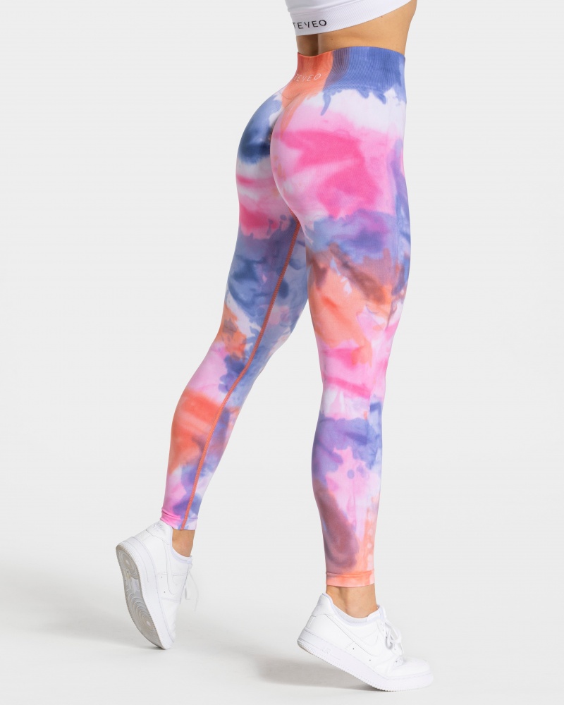 Leggings Teveo Tie Dye Scrunch Femme Multicolore | 4537-REKIC