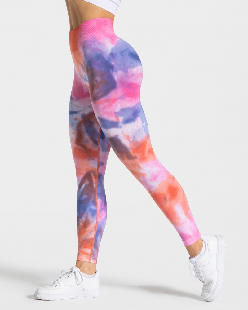 Leggings Teveo Tie Dye Scrunch Femme Multicolore | 4537-REKIC