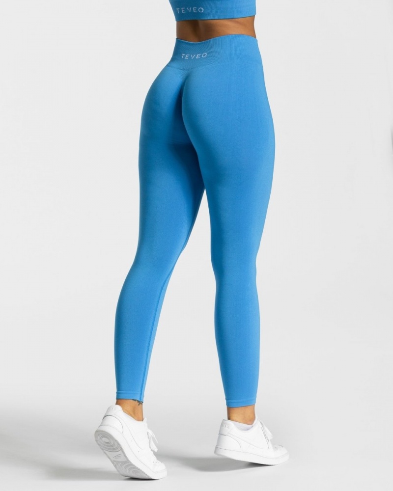 Leggings Teveo Timeless Scrunch Femme Bleu | 2801-NUEDZ