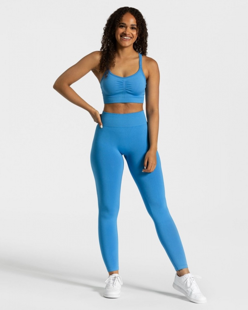 Leggings Teveo Timeless Scrunch Femme Bleu | 2801-NUEDZ