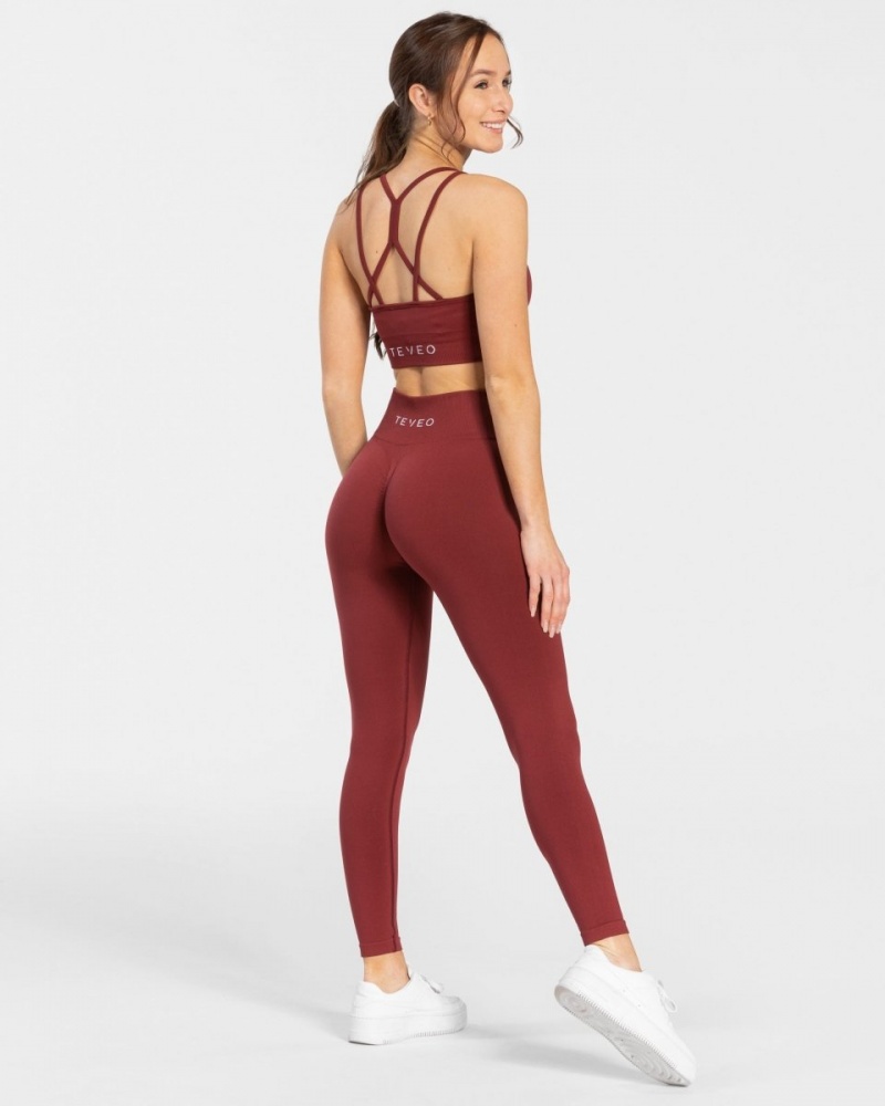 Leggings Teveo Timeless Scrunch Femme Bordeaux Rouge | 4016-KDUXC