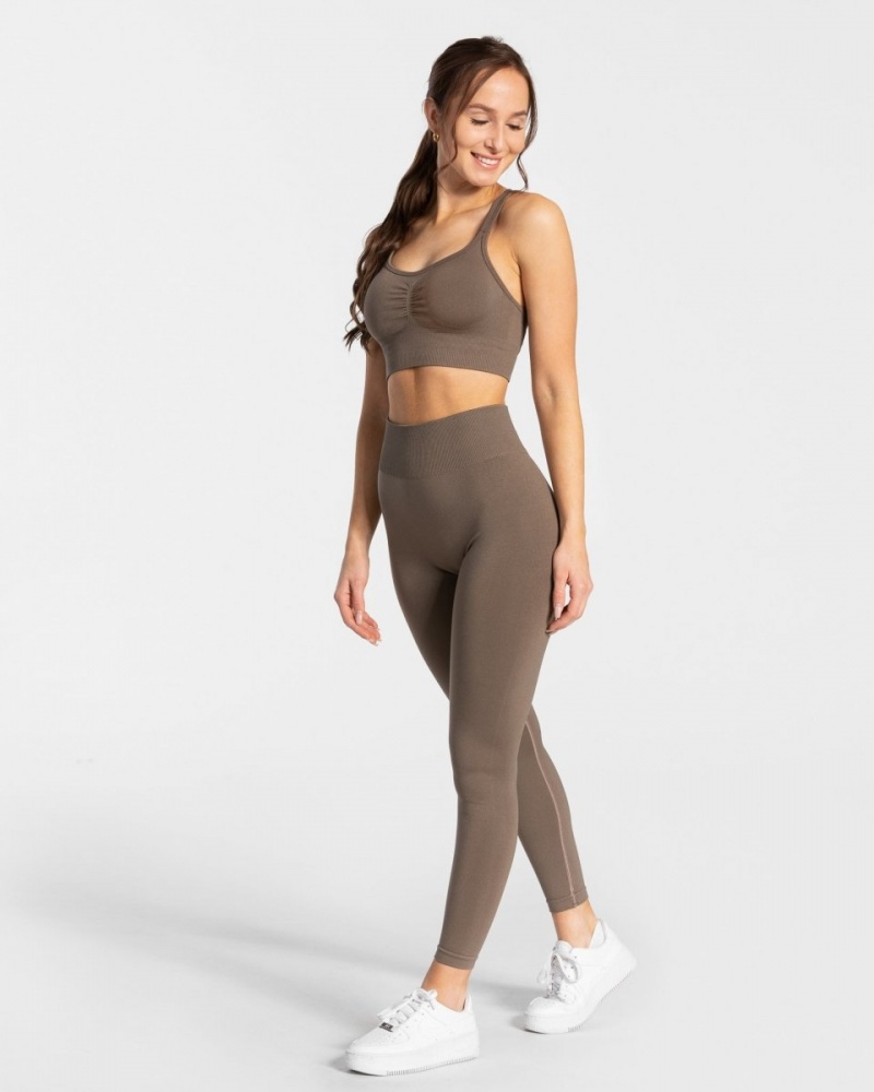 Leggings Teveo Timeless Scrunch Femme Grise Marron | 2807-FUAYN