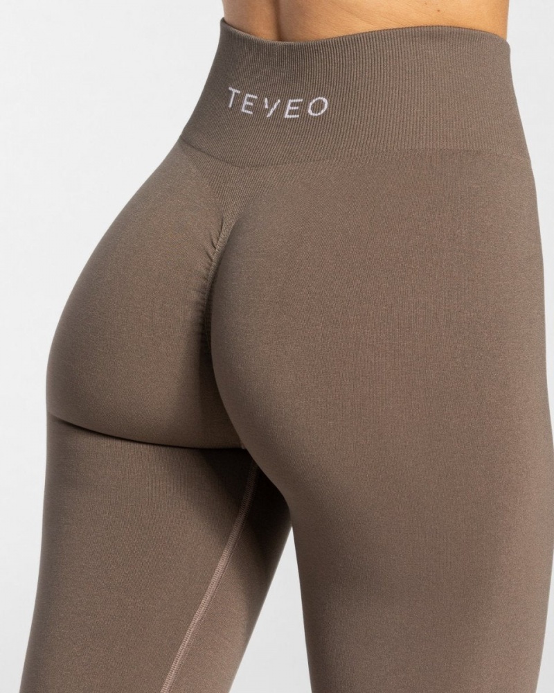 Leggings Teveo Timeless Scrunch Femme Grise Marron | 2807-FUAYN