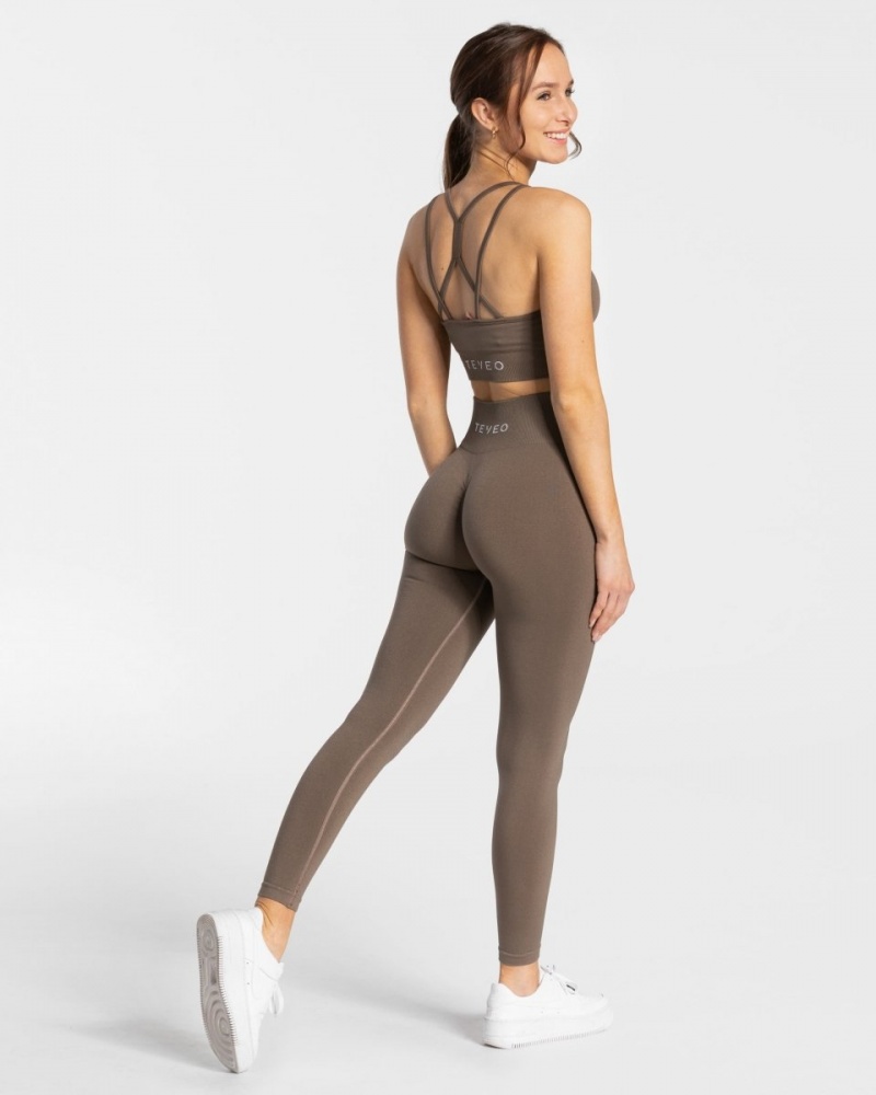 Leggings Teveo Timeless Scrunch Femme Grise Marron | 2807-FUAYN