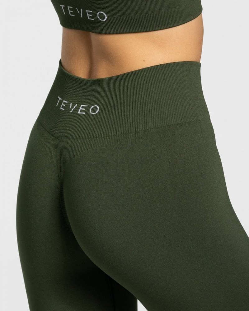 Leggings Teveo Timeless Scrunch Femme Kaki | 2035-ZQYPU