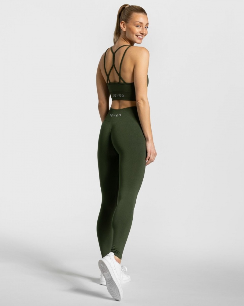 Leggings Teveo Timeless Scrunch Femme Kaki | 2035-ZQYPU