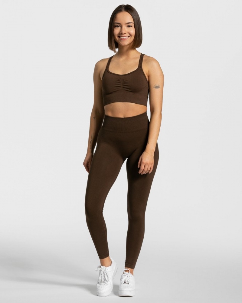 Leggings Teveo Timeless Scrunch Femme Marron Foncé | 2970-NHFYE