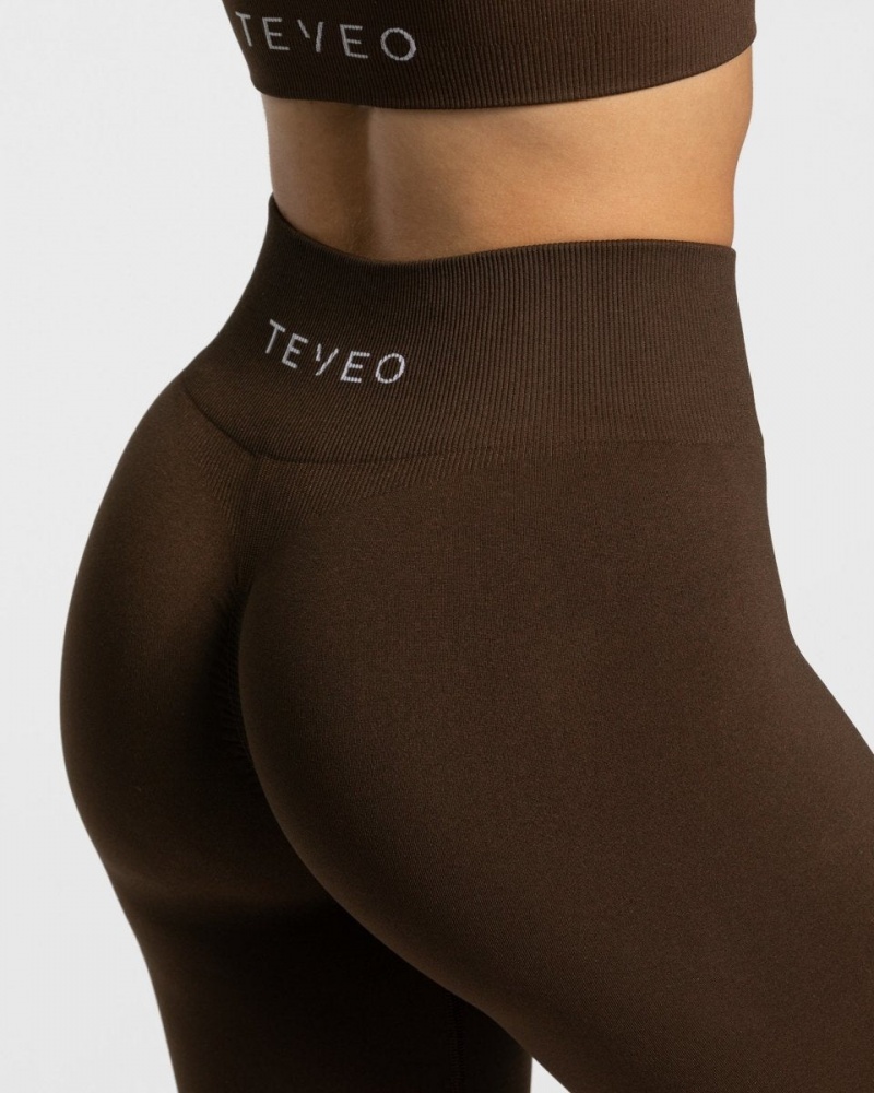 Leggings Teveo Timeless Scrunch Femme Marron Foncé | 2970-NHFYE