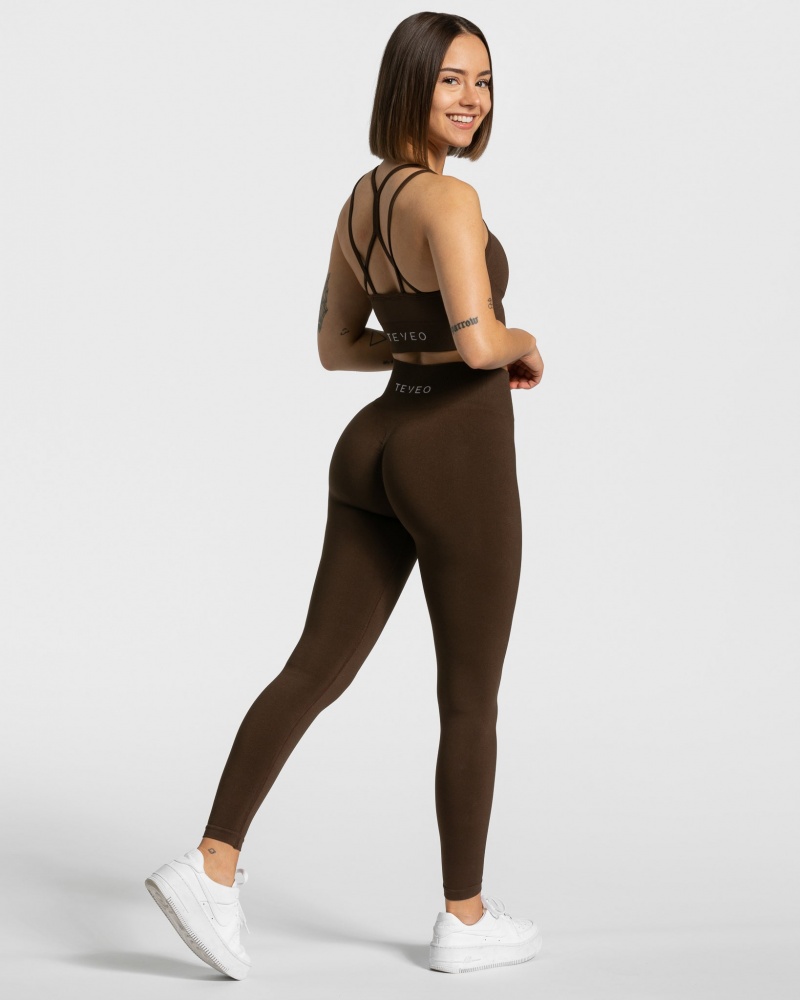 Leggings Teveo Timeless Scrunch Femme Marron Foncé | 2970-NHFYE