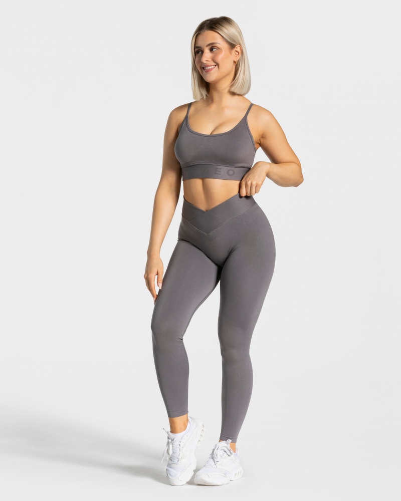 Leggings Teveo V-Shape Femme Grise Foncé | 4218-FMIBL