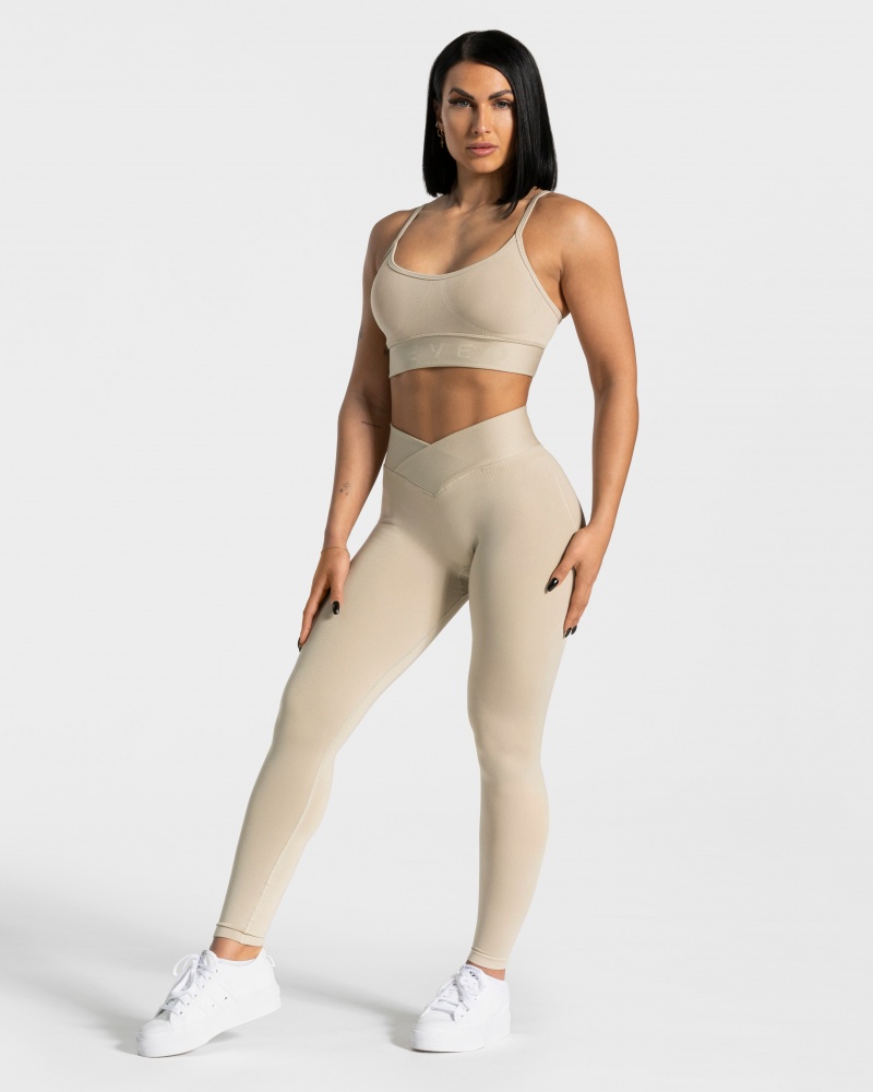 Leggings Teveo V-Shape Femme Marron | 3208-KDIOE