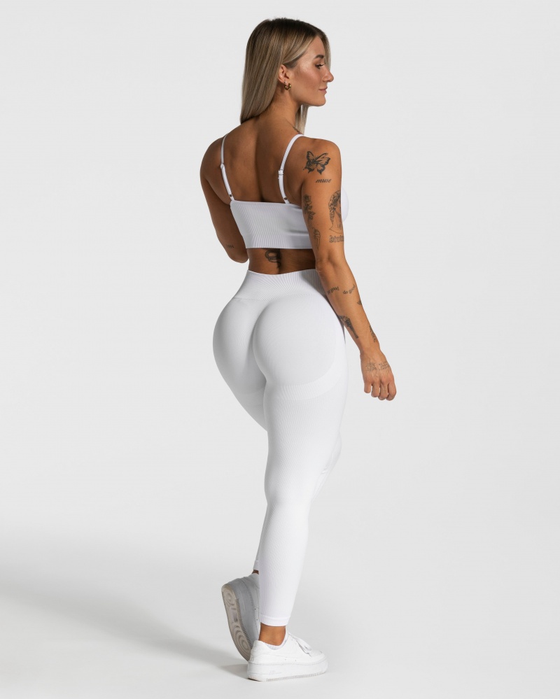 Leggings Teveo Élégant Scrunch Femme Blanche | 7649-IOMPR