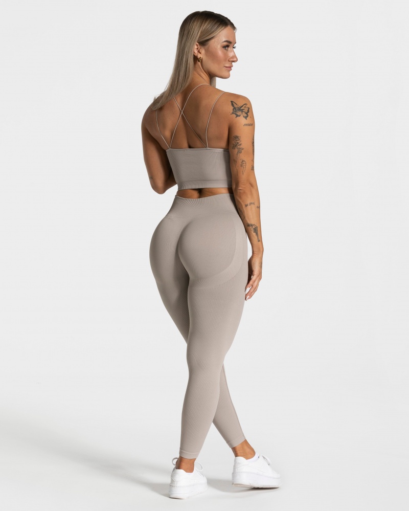 Leggings Teveo Élégant Scrunch Femme Grise | 5240-TPYRI