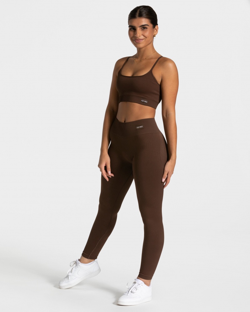 Leggings Teveo Élégant Scrunch Femme Marron Foncé | 5789-YNTGS