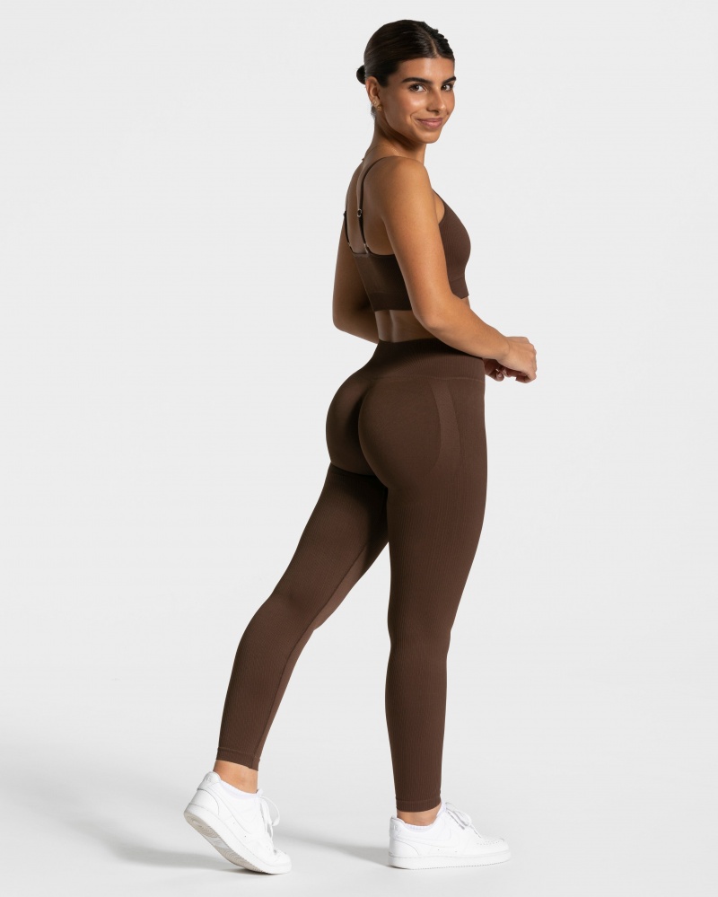 Leggings Teveo Élégant Scrunch Femme Marron Foncé | 5789-YNTGS