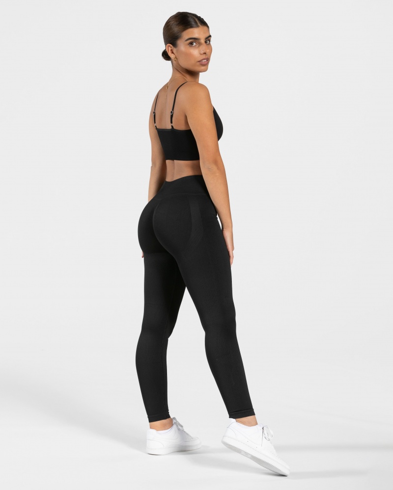 Leggings Teveo Élégant Scrunch Femme Noir | 3184-ZYHPV