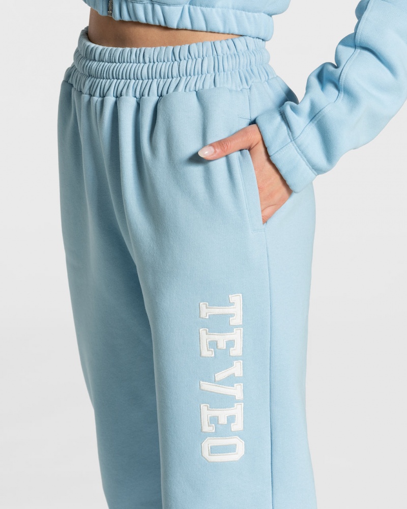 Pantalon Jogging Teveo College Oversized Femme Bleu | 3924-LXKSW