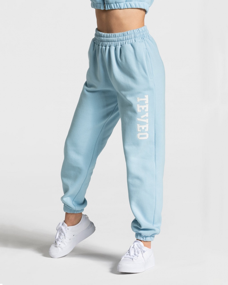 Pantalon Jogging Teveo College Oversized Femme Bleu | 3924-LXKSW