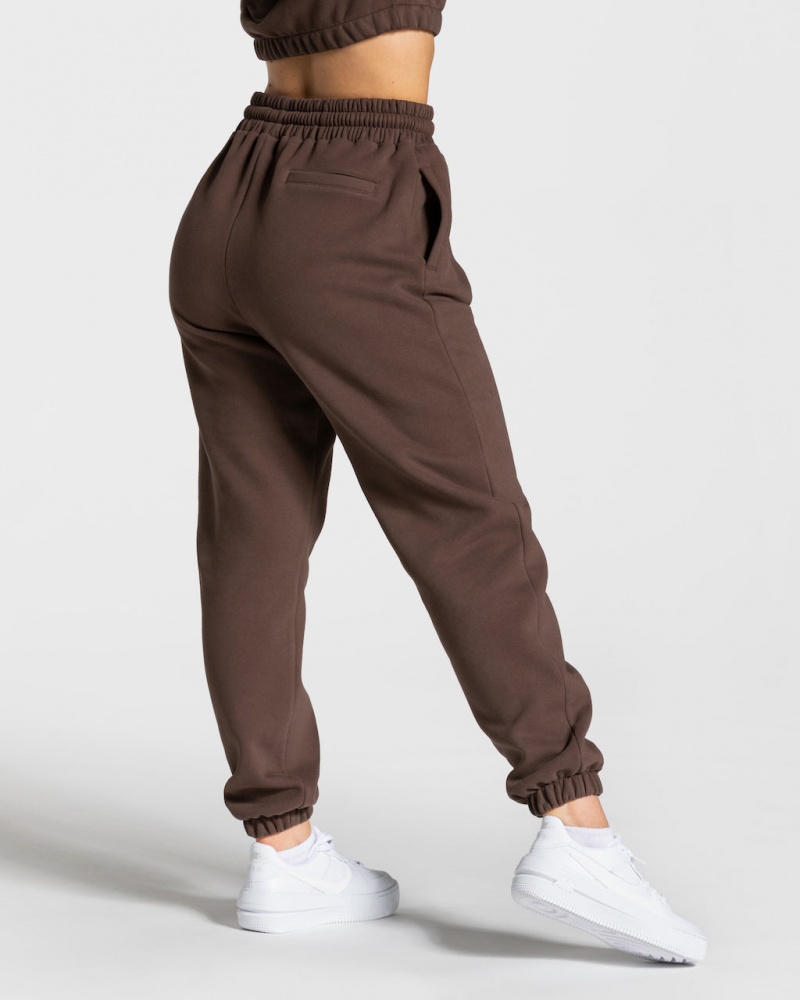 Pantalon Jogging Teveo College Oversized Femme Marron Foncé | 8726-RNKXC