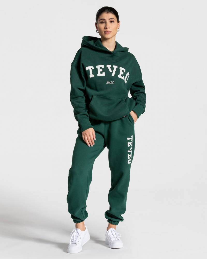 Pantalon Jogging Teveo College Oversized Femme Vert Foncé | 3916-ATJIU