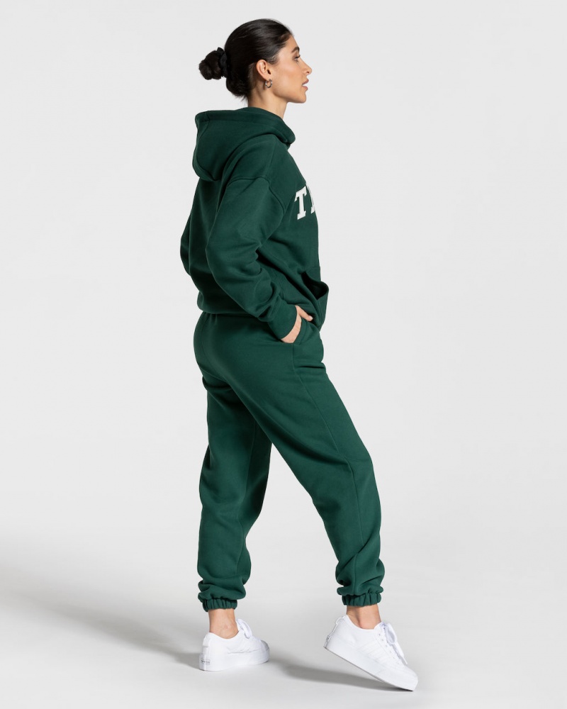 Pantalon Jogging Teveo College Oversized Femme Vert Foncé | 3916-ATJIU