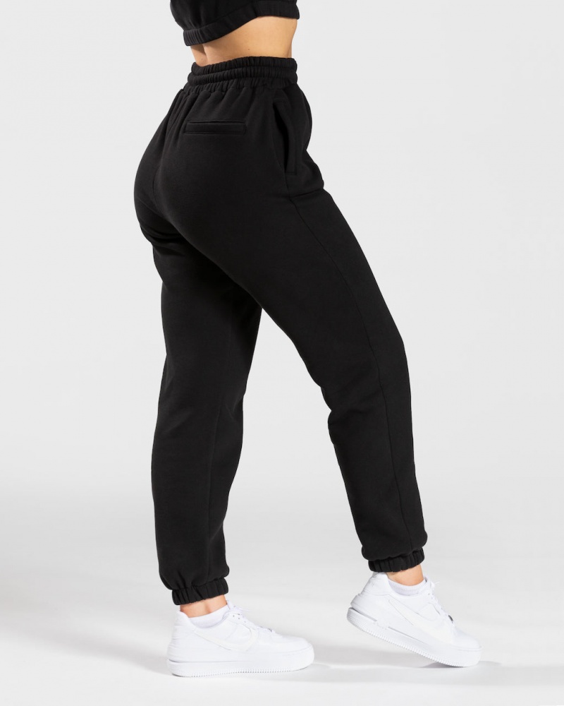 Pantalon Jogging Teveo College Oversized Femme Noir | 8135-UYNBA