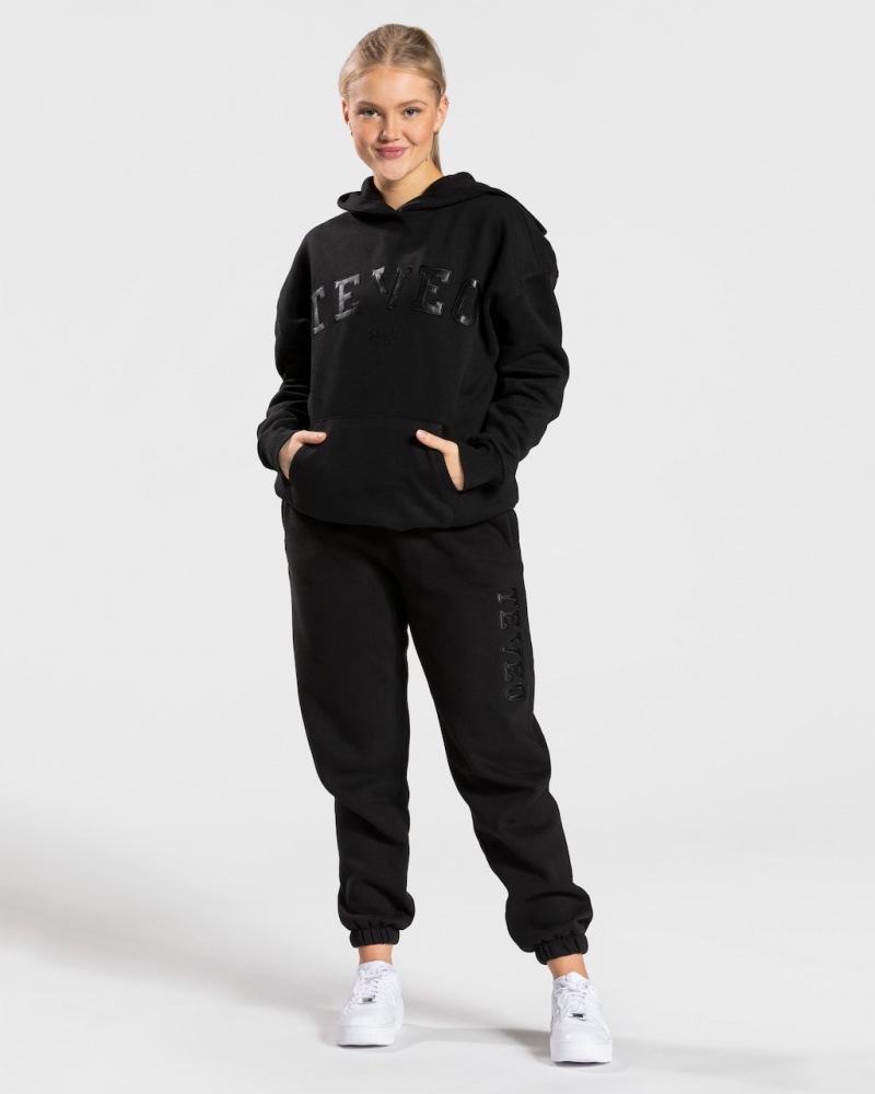 Pantalon Jogging Teveo College Oversized Femme Noir | 8135-UYNBA