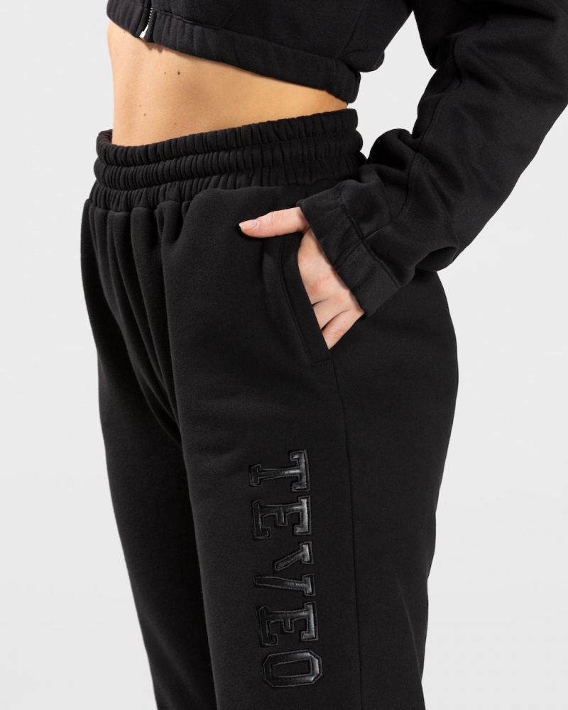 Pantalon Jogging Teveo College Oversized Femme Noir | 8135-UYNBA