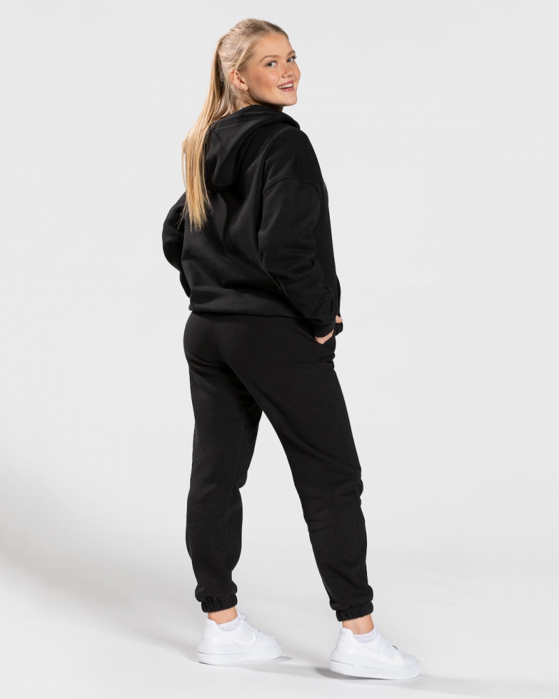 Pantalon Jogging Teveo College Oversized Femme Noir | 8135-UYNBA