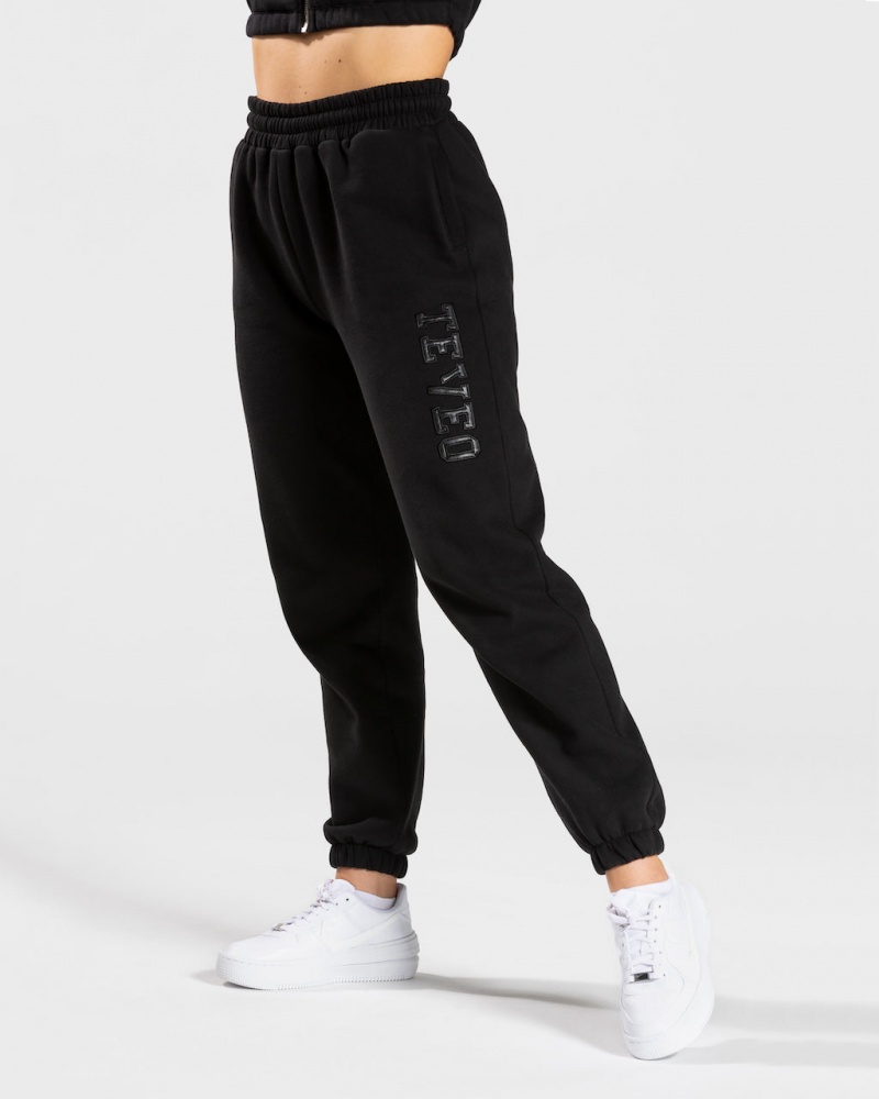 Pantalon Jogging Teveo College Oversized Femme Noir | 8135-UYNBA