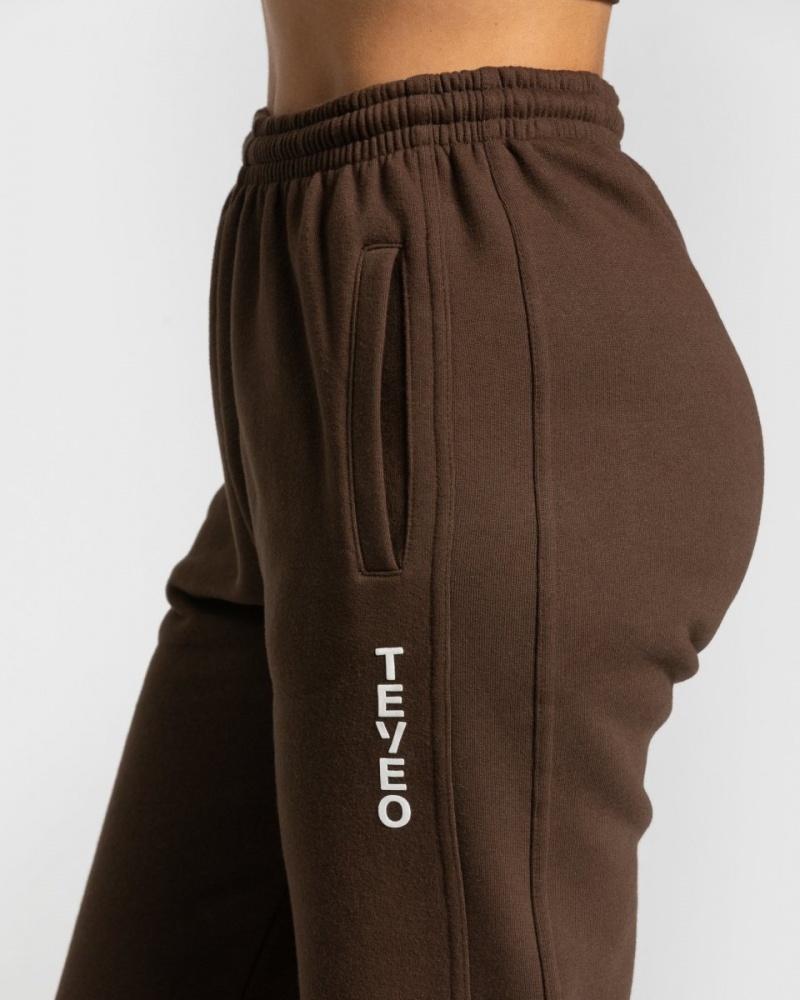 Pantalon Jogging Teveo Sassy Slit Femme Marron | 1928-DXCFM