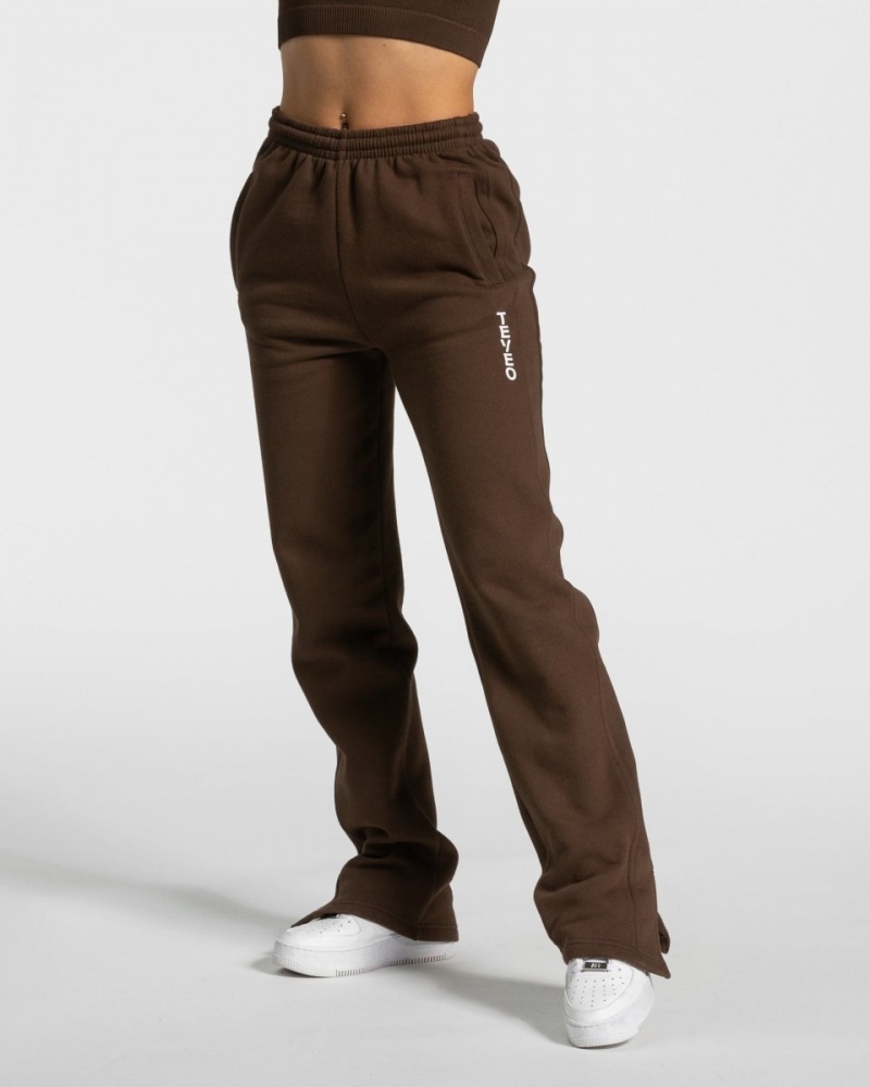 Pantalon Jogging Teveo Sassy Slit Femme Marron | 1928-DXCFM