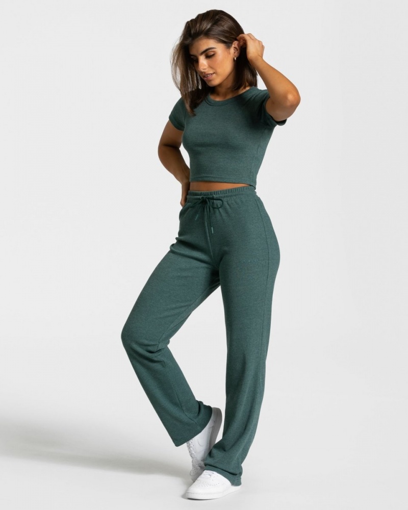 Pantalon Teveo Lounge Femme Vert Foncé | 3842-WDKUH