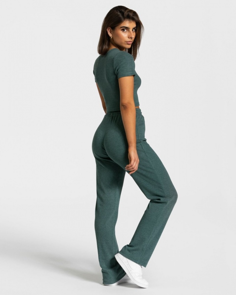 Pantalon Teveo Lounge Femme Vert Foncé | 3842-WDKUH