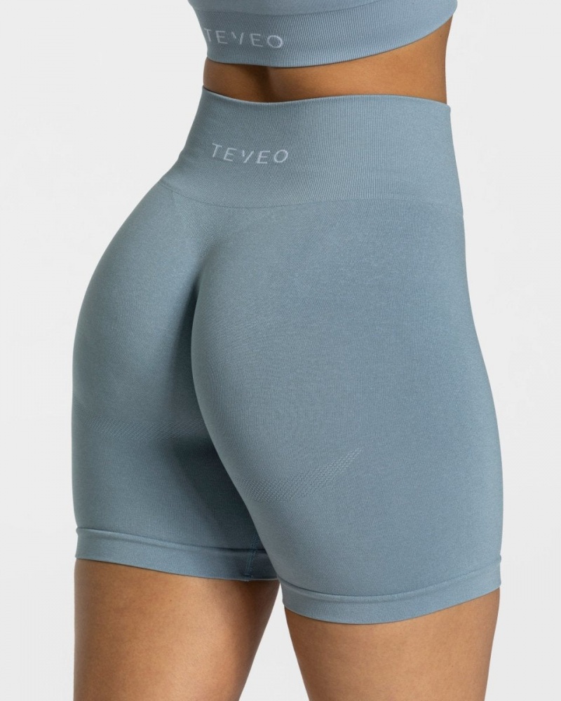 Short Teveo Classy Femme Grise Bleu | 5630-PHBOJ