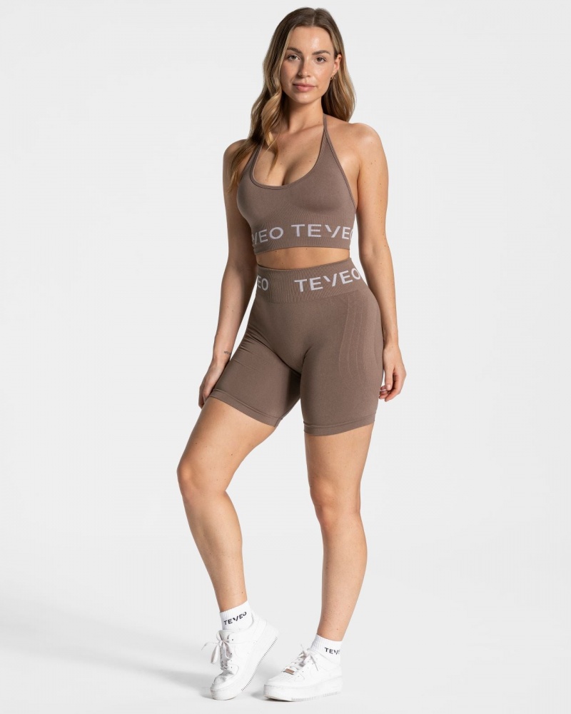 Short Teveo Signature Scrunch Femme Beige | 2346-GLSFA